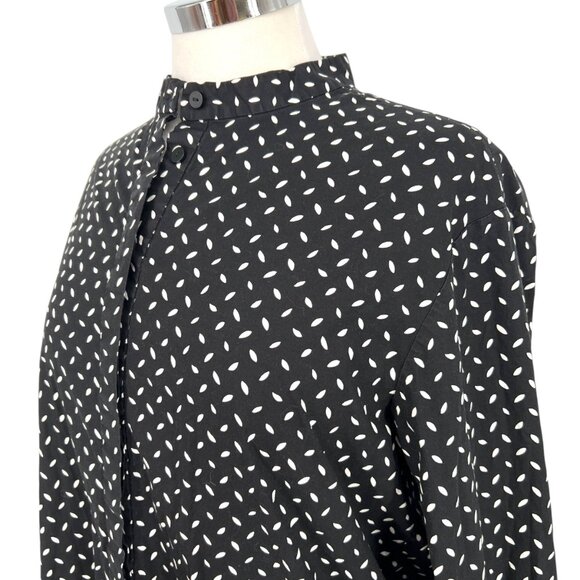 Diane Von Furstenberg Printed Stand Up Collar Button Up Blouse Black Size Small - Picture 4 of 11